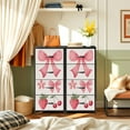 thumbnail image 6 of 4 Drawer Vertical Storage Dresser red tones cherry bow strawberry pastel peach with Wood Top Fabric Pull Drawers, 6 of 8