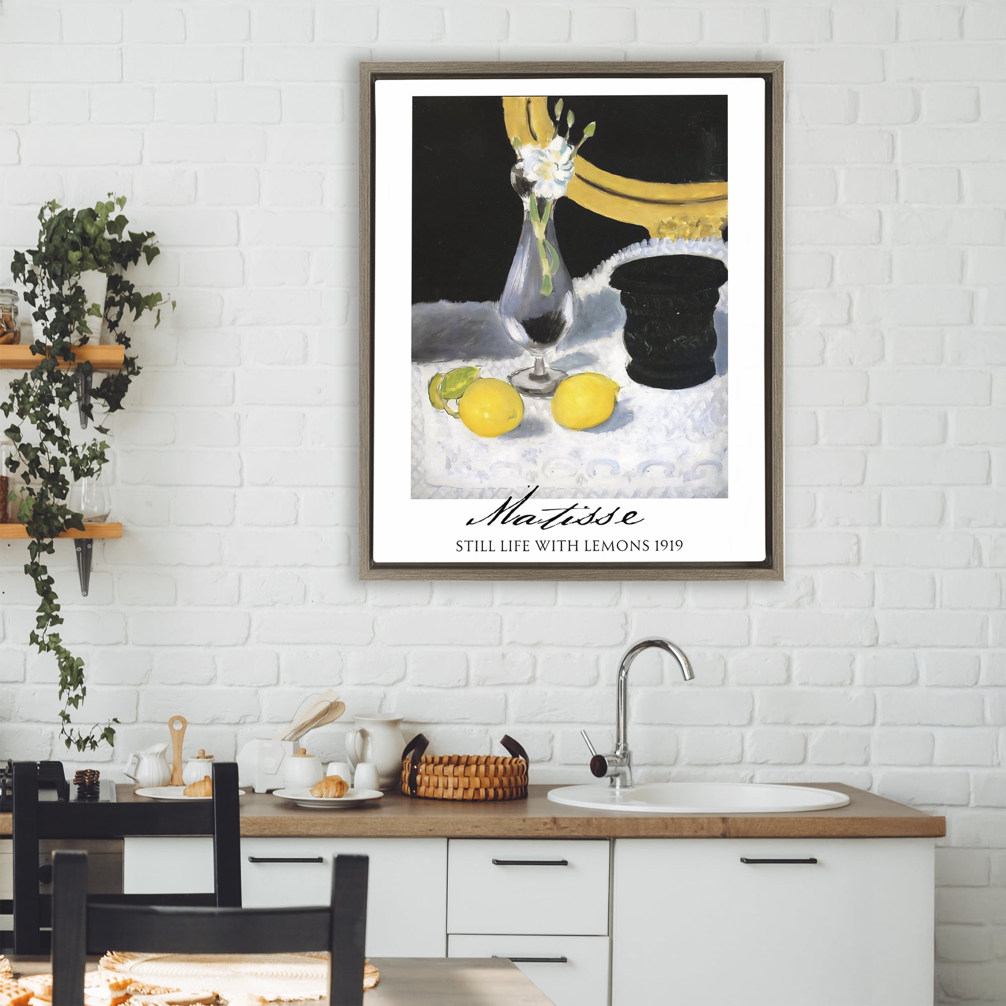 Stupell Industries Matisse Still Life Lemons Brown Framed Floater Canvas Wall Art, design by Vintage Hustle