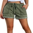 thumbnail image 4 of Womens Washed Denim Shorts Casual Drawstring Elastic Waist Frayed Hem Loose Short Jeans, 4 of 5