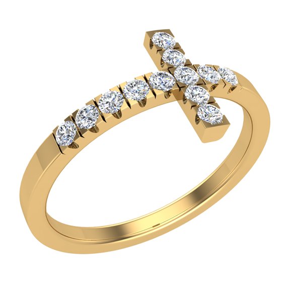 0.24 CT TW Sideways Cross Diamond Ring 18K Gold (G,VS)