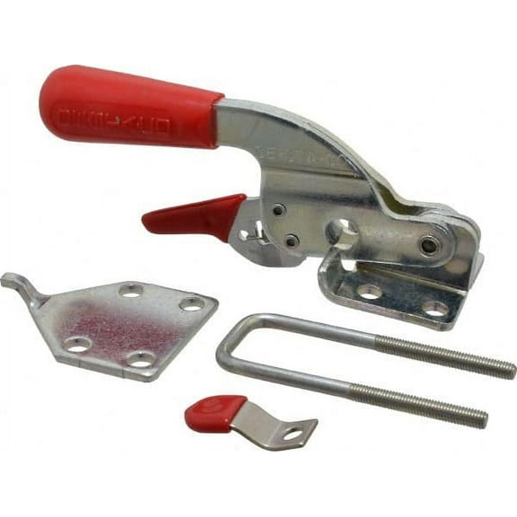 720 Lb Capacity, Horizontal, U Hook, Flanged Base, Carbon Steel Pull Action Latch Clamp