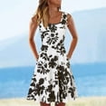 thumbnail image 2 of Womens Dresses Summer Sleeveless U-neck A-line Short Printed Loose Casual Dress Black L, 2 of 4