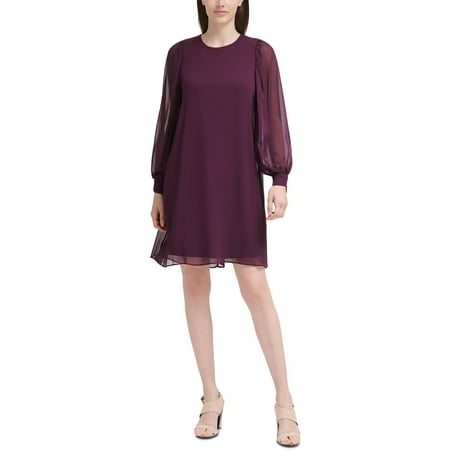 Calvin Klein Womens Petites Chiffon Shift Dress