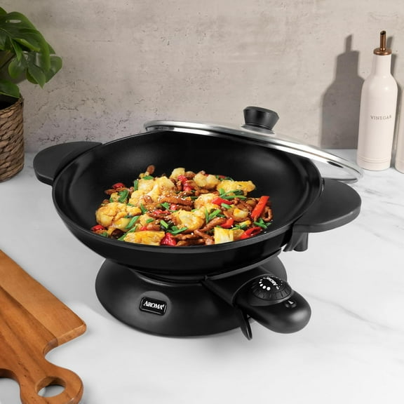 Aroma Housewares AEW-307 Electric Wok, 5 Qt, Black