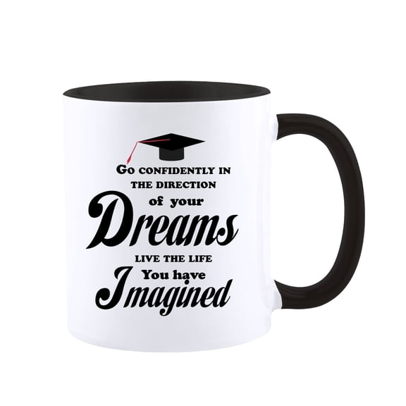 HiiKaa Motivational Inspirational Coffee Mug Gift, Go Confidently in The Direction of Your Dreams,11oz Ceramic Graduation Mug,Black