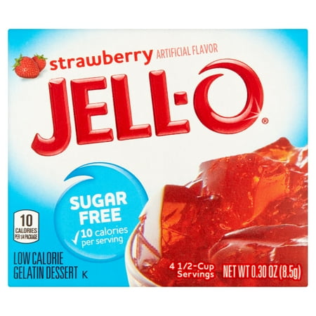 Jell-O Gelatin Dessert Sugar Free Low Calorie Strawberry, 0.3 Oz