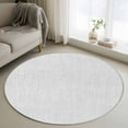 thumbnail image 2 of White Burlap Texture Large Area Rugs for Bedroom Living Room, Soft Non Slip Carpet Bedside Rug, Farmhouse Vintage White Round Floor Cover Kitchen Accent Rug 3' for Dining Room/Office, 2 of 9