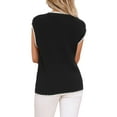 thumbnail image 3 of INSPIRE CHIC Women's Vest V Neck School Uniform Contrast Color Sleeveless Knit Pullover Tops L Black, 3 of 6