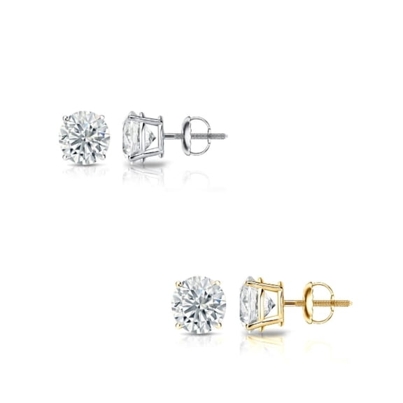 1 Carat D/VVS1 Round Diamond Solitaire Stud Earrings 14K Gold Over Women's Earrings, Mens Earrings Classic Earrings, Secured Screwback Studs