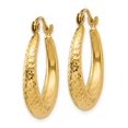 thumbnail image 2 of Real 14kt Yellow Gold Diamond Cut Hollow Hoop Earrings; for Adults and Teens; for Women and Men, 2 of 3