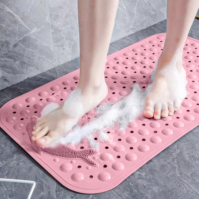 Bathroom Rug, Rubber Backing Non-slip, Can Massage Or Scrub The Soles Of The Feet, Can Be Used As Bathroom Floor Mat, Shower Rug Front Of The Bathtub,Pink