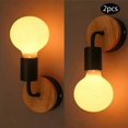 thumbnail image 1 of Lámpara de pared industrial con bombilla expuesta, acabado de madera y metal de alta calidad para un encanto rústico, fácil instalación para su pasillo o sala de estar, 2 piezas, 1 of 5