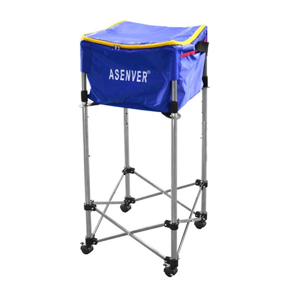 Adjustable Height 76-95cm Stainless Steel & Nylon Tennis Training Ball Cart - Portable 2.7kg Blue Ball Holder for Multi-Ball Serving Practice (Package Size 76x15x15cm)