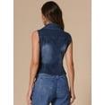 thumbnail image 3 of DARING DIVA Women's Sleeveless Jean Jacket Button Down Lapel Waistcoat XS Deep Blue, 3 of 6