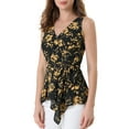 thumbnail image 3 of INSPIRE CHIC Women's Summer Tops Sleeveless V Neckline Wrap Tie Waist Tops S Black Yellow, 3 of 7