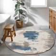 thumbnail image 3 of Round Rugs 3.3Ft, Brown Blue Round Area Rug Washable Indoor Throw Carpet, Vintage Abstract Art Modern Soft Non Slip Circle Rug for Laundry Room Patio Home Decor Aesthetic, 3 of 8