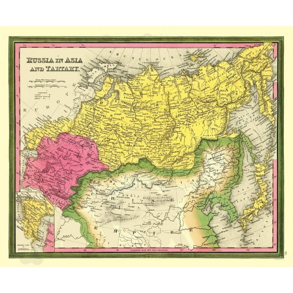 Historic Map - Tartary Russia - Mitchell 1846 - 27.97 x 23 - Vintage Wall Art