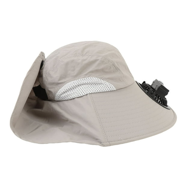 Sombrero Para Fanáticos Al Aire Libre, Sombrero De Ala Ancha Para El Sol Con Ventilador, Velocidad Del Viento Ajustable Recargable Por USB Con Cubierta Para El Cuello Para Pescar