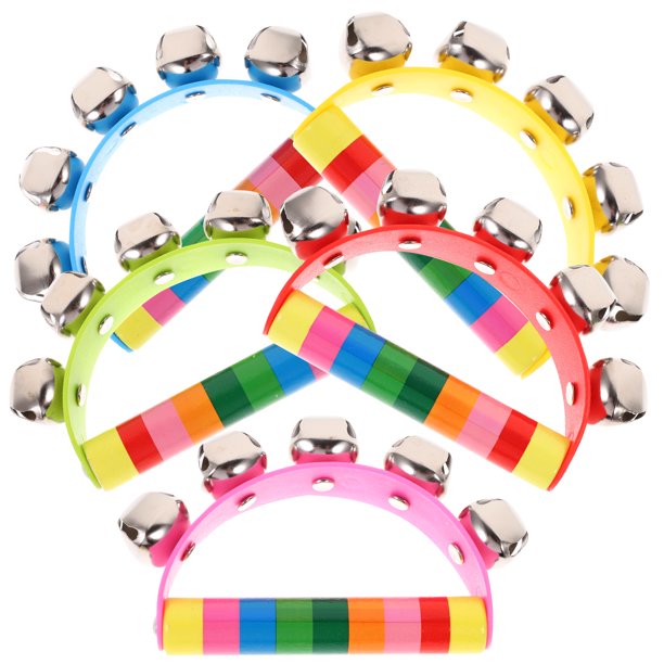 5 piezas de campanas de madera semicirculares Jingle Bell Instrumento educativo Juguetes musicales para niños (color aleatorio)