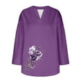 thumbnail image 4 of Virmaxy Womens Blouses Long Sleeve Shirt Women Casual Fashion Solid Color Button T-Shirt Long Sleeves One Shoulder Top Blouse Tops Purple-1 L, 4 of 4