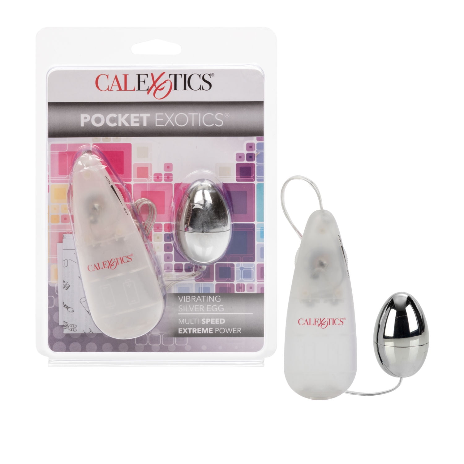 CalExotics Pocket Exotics Multi-Speed Vibrating Pink Passion Egg Vibrator - Silver