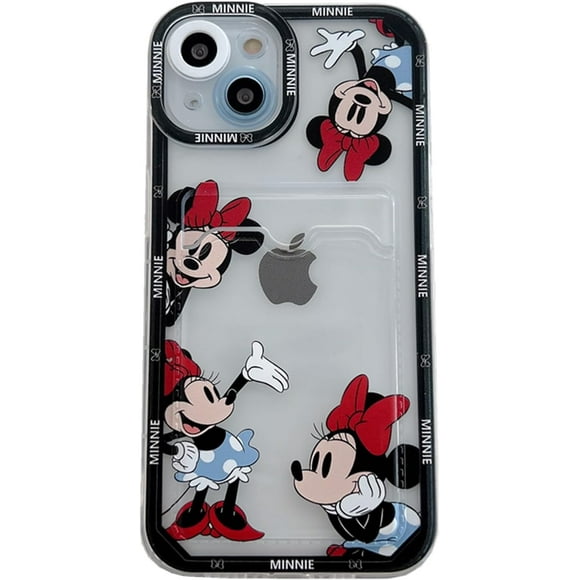 for iPhone 15 Pro Max Minnie Mouse Case with Card Holder, Girls Boys Kids Women Cute Cartoon Card Slot Pocket Protective Case Cover for iPhone 15 Pro Max (No.6)