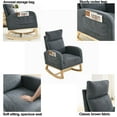 thumbnail image 4 of SYNGAR Fabric Upholstered Rocking Chair with Solid Wood Base and 2 Side Pockets, Mid Century Modern Nursery Rocking Armchair Tall Back for Home Office Living Room Bedroom Balcony, Gray, 4 of 13
