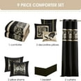 thumbnail image 4 of Nanshing Renee 9 Piece Traditional Floral Comforter Set, Black Gold, California King, 4 of 5