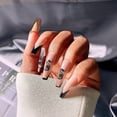 thumbnail image 3 of 48 uñas postizas de prensa extralargas CHAO negro nude con patrón de dragón, 3 of 4