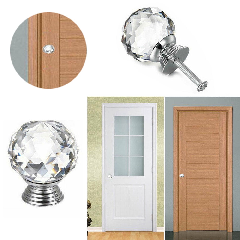 10Pieces Mortise Style Fluted Glass Door Knobs Faceted Crystal Door