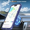 thumbnail image 3 of Compatible With iPhone 14 Pro Magnetic Case Wireless Charging Built-in 120° Rotate Ring Holder[Hidden Kickstand] Shock-absorbent Hard PC Lightweight Plain Translucency Phone Cover,Darkblue, 3 of 7