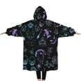 thumbnail image 2 of Oversized Wearable Blanket Hoodie,Black Halloween Ghost Spider Pattern Sherpa Blanket Hoodie with Super Pockets,Super Warm Fuzzy Pullover for Women & Men, 2 of 6