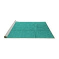 thumbnail image 2 of Ahgly Company Machine Washable Indoor Square Oriental Turquoise Blue Industrial Area Rugs, 7' Square, 2 of 4
