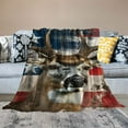 thumbnail image 2 of Shiartex   Blanket US Flag with Deer Forest Soft Warm Print Throw Blanket Adults Gift Sofa Chair Bed Office White, 2 of 6