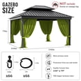thumbnail image 2 of Pakunoda 12' X 6.5' Gazebo Universal Replacement Privacy 4-Panel Curtains, Waterproof Outdoor Curtains Grass Green Sidewall with Zipper for Patio Garden Backyard 12' X 12' Gazebo, Curtain Only, 2 of 8