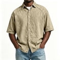 thumbnail image 2 of RongHuan Button Down Shirts for Men Casual Short Sleeve Cotton Shirt Summer Beach Outdoor Tops with Pocket, 2 of 8