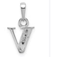 thumbnail image 5 of 14K White Gold 14Kw Rhodium-Plated Diamond Letter V Initial Pendant Made In United States yc251v, 5 of 6