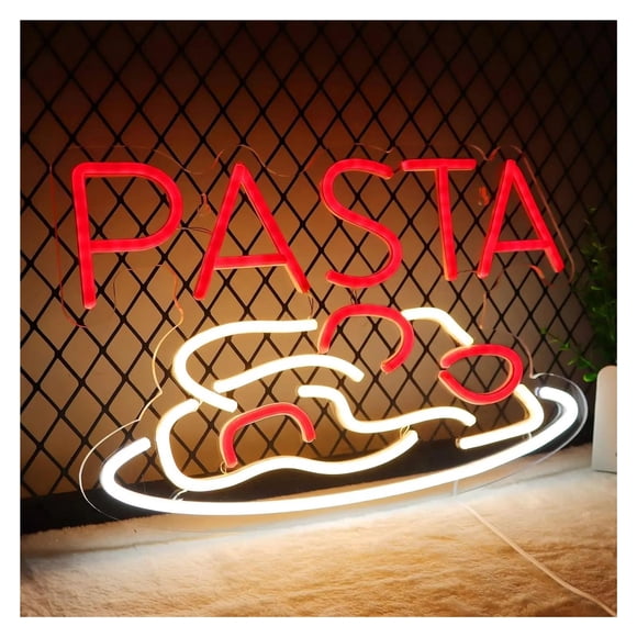 Letrero De Neón "Pasta" Para Decoración De Pared, Ideal Para Colgar En Escaparates De Tiendas, Restaurantes Italianos Y Locales De Fideos. Medidas: 40.6x27cm