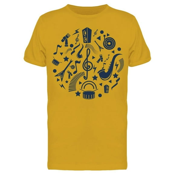 Music Doodles, Circle Shape T-Shirt Men -Image by Shutterstock, Male XX-Large