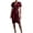 #0052-Wine, variant on Women's Dresses V Neck Short Sleeve Ruched Side Midi Dress Office Wear Soft Stretchy Comfy Business Casual Dresses Gift