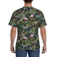 thumbnail image 3 of Bixox Men's Flamingos And Palm Leaves Printed Short Sleeve Skinny Athletic T-Shirt, 3 of 6