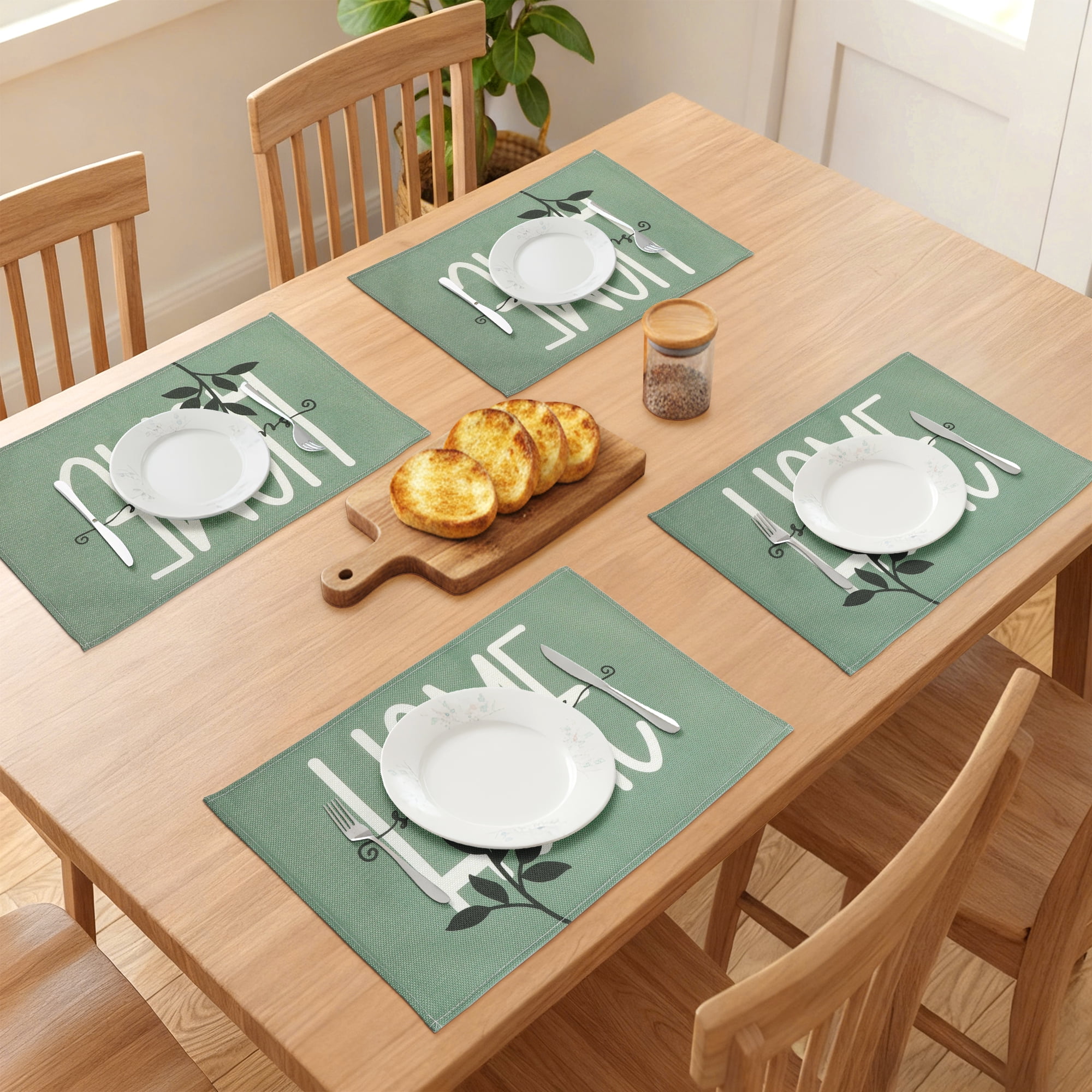 Unique Bargains Plastic Placemats Set of 6 for Dining Table Decor Indoor Home Letters