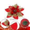 thumbnail image 2 of 10PCS Christmas Poinsettia Decorations, Glitter Poinsettia Flowers Tree Flowers for Xmas Tree Ornaments, 5.5in Red, 2 of 8