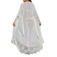thumbnail image 5 of Sexy Women Silk Lace Robe Nightdress Sleepwear Kimono Long Sleeve Bandage Long Robes Nightwear, 5 of 6