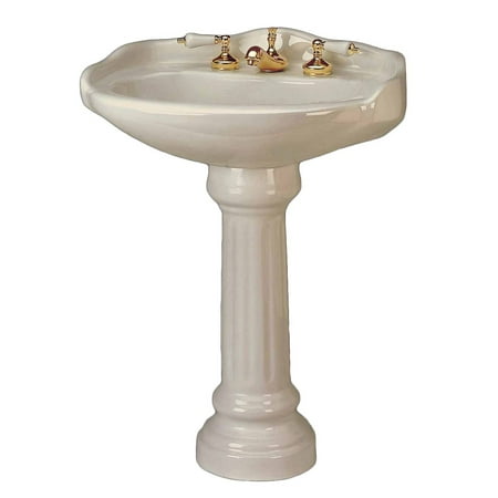 Victorian Pedestal Bathroom Sink Bone China 8 Widespread