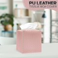 thumbnail image 2 of shiyou-Azormi Tissue Box Cover, PU Leather Square Tissue Box Holder with Braided Pattern, Cube Tissue Box Covers with Bottom Belt, Perfect Decorative Organizer for Tabletop, car, Office, Bathroom, 2 of 4