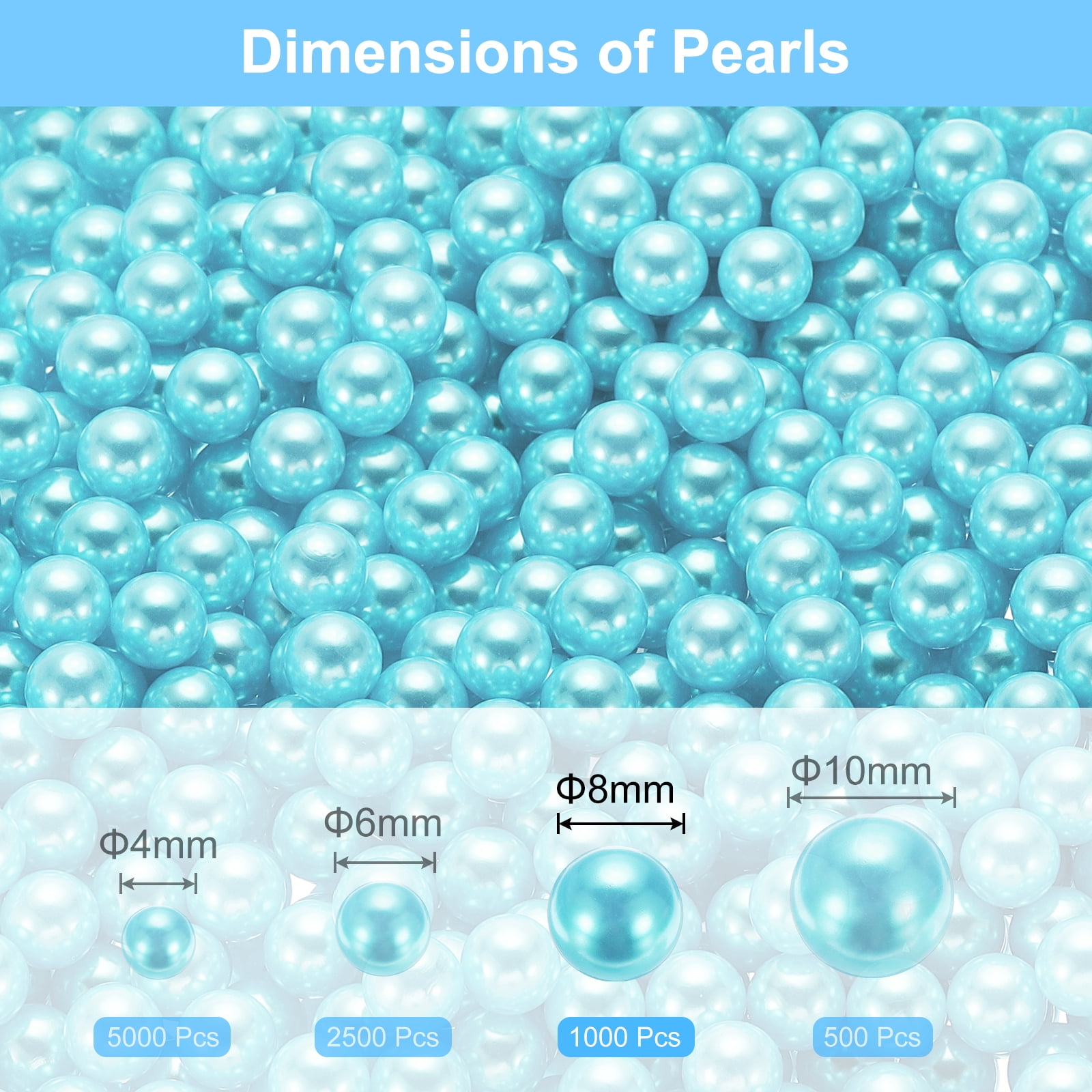 Unique Bargains Solid Color Faux Pearl for Crafting No Hole Pearls for Vase Fillers Blue