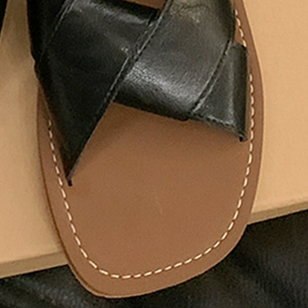 Sandalias planas con correa cruzada sandalias de playa con punta abierta zapatillas de casa informales para mujer