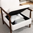 thumbnail image 3 of PAPROOS Accent Chair with Storage, Mid Century Corduroy Reading Chair with Pillow, Wood Frame Upholstered Armchair for Living Room Bedroom, White, 3 of 10