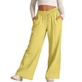 thumbnail image 3 of SROBPTY Teen Girls Pants Solid Wide Leg Drawstring with Pockets Loose Trousers for 3-8Y, 3 of 5